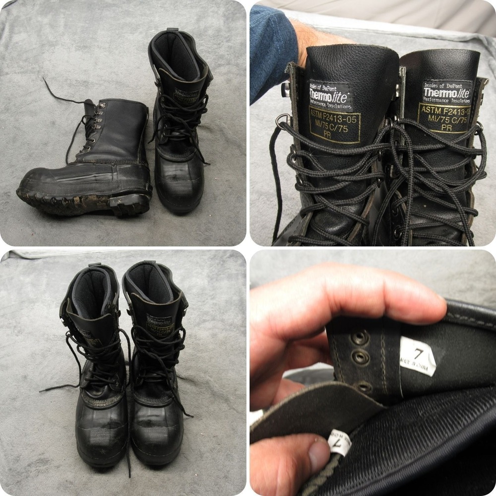Servus Mens 7 Shoes Black Thermolite Insulated Steel Toe Lace-Up Work Boots EMS